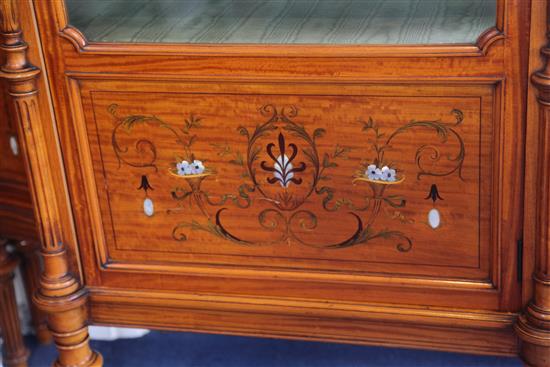 An Edwardian marquetry inlaid satinwood display cabinet, W.4ft D.1ft 6in. H.5ft 7in.